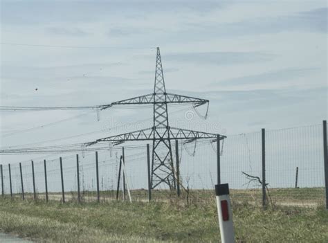 Energieversorgung Mit Einer Kv Stromleitung Stockbild Bild Von