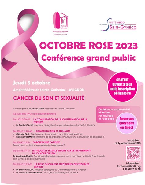 Octobre rose Cancer du sein et sexualité Conférence Grand public à