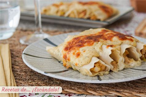 Canelones De Marisco Y Pescado Con Bechamel De Mostaza Y Eneldo