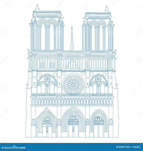 Notre Dame De Paris Katedra Francja Wektor Odosobniona Ilustracja