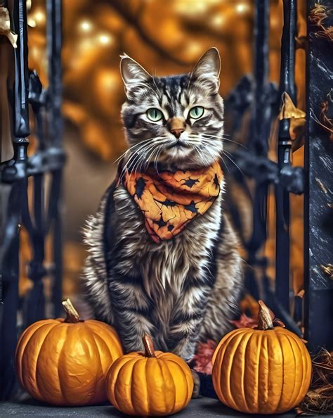 Halloween Cat And Pumpkins Free Stock Photo - Public Domain Pictures