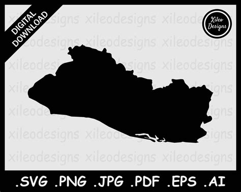 El Salvador Map SVG, El Salvadoran Country National Border Boundary ...