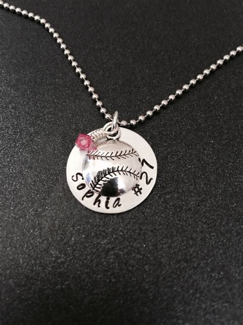 Hand Stamped Softball Jewelry Personalized By Sisterscollections