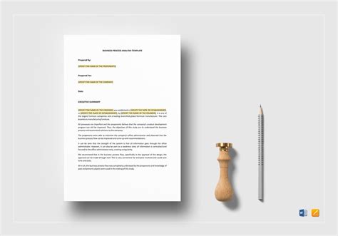 Business Process Analysis Template in Word, Apple Pages