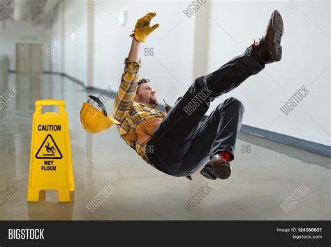 Worker Falling On Wet Image Photo Free Trial Bigstock