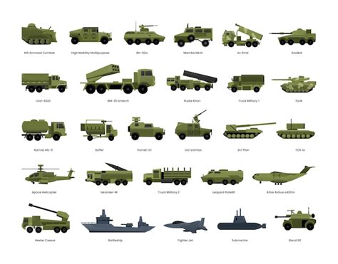 Premium Vector | Military Vehicles Vector Illustrations Set