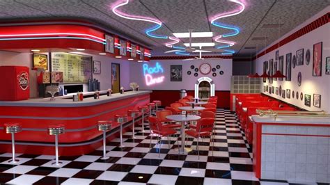 Retro American Diner 3d Modelled Retro Diner Vintage Diner