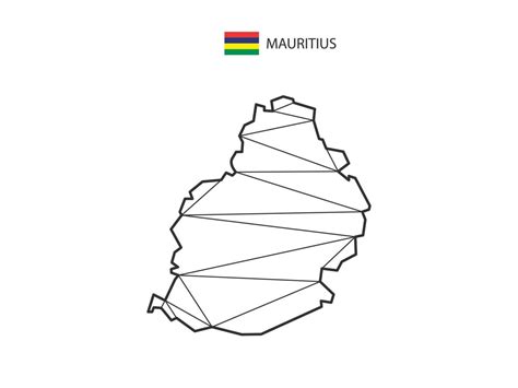 Mosaic Triangles Map Style Of Mauritius Isolated On A White Background