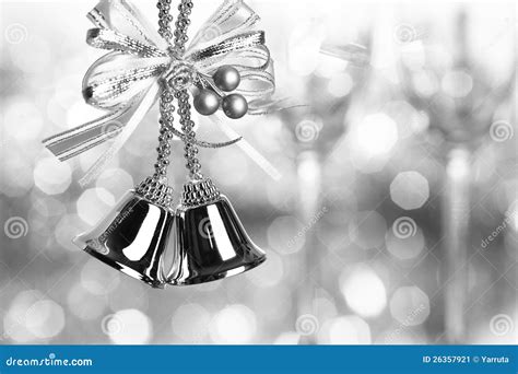 Silver Christmas bells stock image. Image of black, hanging - 26357921