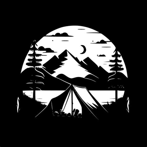 Ilustraci N Vectorial Del Logotipo Minimalista Y Plano De Camping