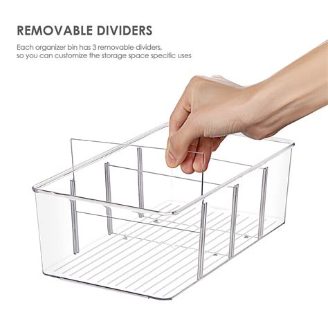 Vtopmart 4 Pack Food Storage Organizer Bins Clear Plastic Storage Bins