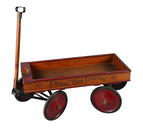 Lot Detail Wood 4 Wheel Turn Coaster Wagon