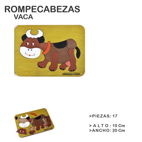 Rompecabezas Did ctico Encastre en Madera MDF Vaca Artesanías