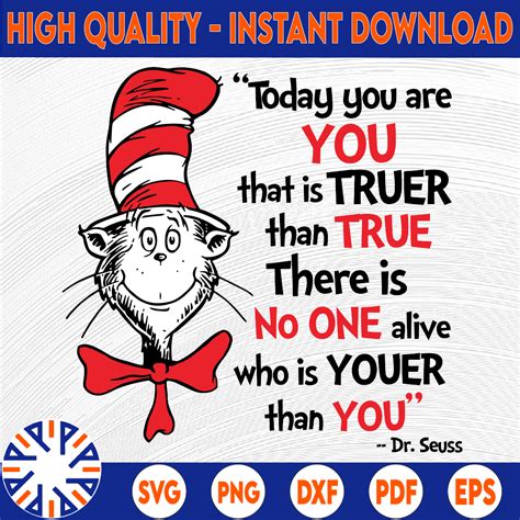 Today You Are You Svg Cat In Hat Svg Dr Seuss Svg Sayings Quotes Read Across America Svg Dxf