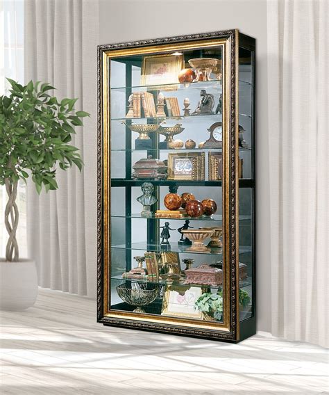 Corner Lighted Curio Cabinet Golden Oak Two Birds Home