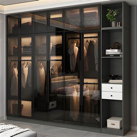 Black Glass Wardrobe Armoire Modern Style Wardrobe For Bedroom Armoires And Wardrobes 6299l X