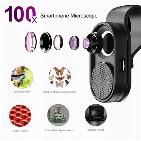 Lente Apexel Microscopio 100x Luz Led Clip Para Teléfono Cuotas sin