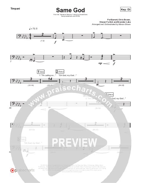 Same God Choral Anthem Satb Timpani Sheet Music Pdf Signature