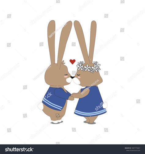 Two Brown Bunnies On White Background Stock Vector Royalty Free