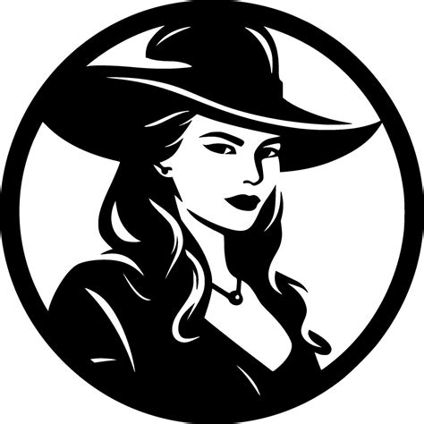 Cowgirl Black And White Isolated Icon Vector Illustration 34103211