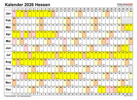 Kalender Hessen Ferien Feiertage Excel Vorlagen