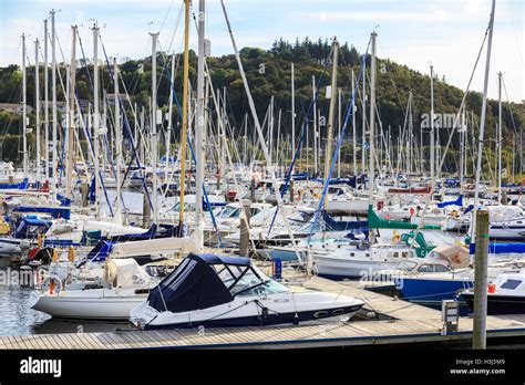 Number of yachts and small boats berthed at Inverkip Marina, Greenock ...