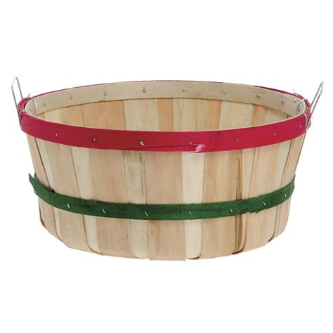 Shallow Bushel Basket Red and Green Bands