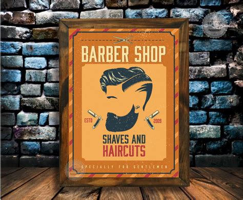 Quadro Decorativo Barbearia Vintage Barber Shop Moldura Elo