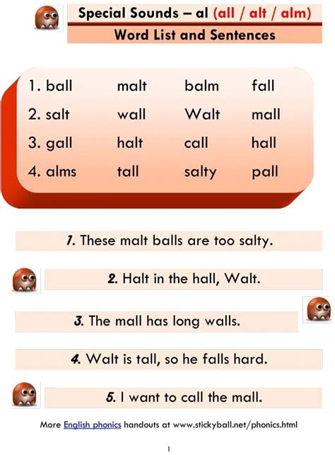 Advanced Phonics Al All Alt Alm Word List And Sentences