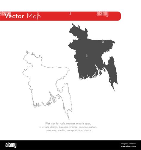 Mapa vectorial de Bangladesh Ilustración vectorial aislada Negro