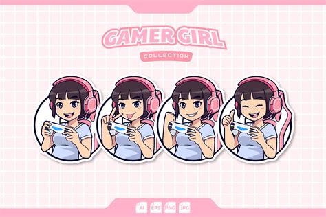 4 Gamer Girl Logo Set Graphic by tkztype · Creative Fabrica