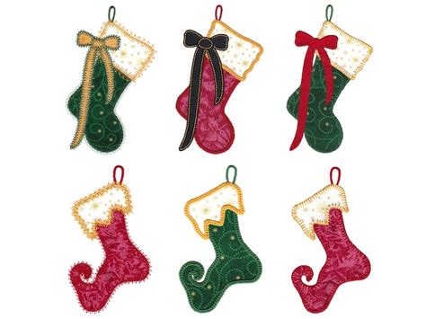 Christmas Stockings Applique Designs Instant Download Etsy