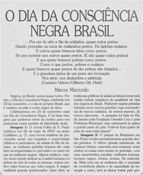 Texto E Atividades Sobre O Dia Da Consci Ncia Negra S Escola