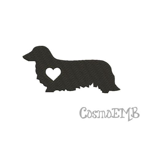 8 Size Dachshund Long Haired Silhouette Embroidery Design Etsy