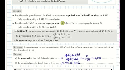 2nde Cours Information chiffrée Partie1 Proportion et pourcentage