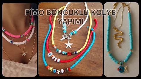 FİMO BONCUKLU KOLAY KOLYE YAPIMI kendin yap boncuk kolye Heishi