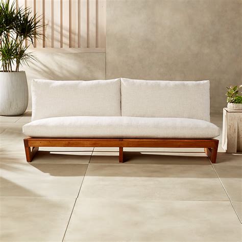 Sunset Teak Modern Outdoor Loveseat + Reviews | CB2 Canada