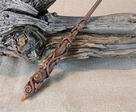 Autumn Jewel Wizard Wand Handcrafted Wood Magic Wand Etsy