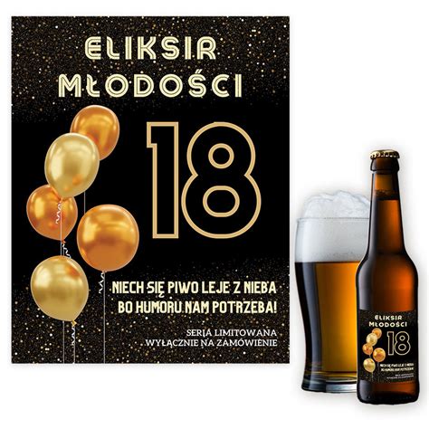 Naklejki na Butelki na 18 Złote Balony Eliksir Młodości Szalony Kot