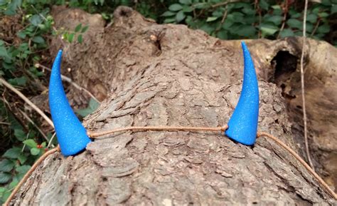 Blue Glitter Devil Horns Costume Accessory Etsy