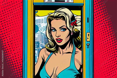 Sexy Pin Up Frau Mit Einem Telefonhörer Am Telefonieren Bunter Hintergrund In Pop Art Retro