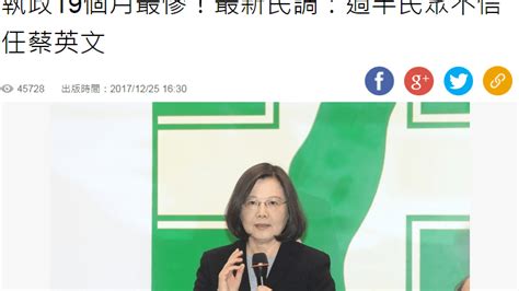 最新民調：蔡英文執政以來信任度跌至新低 網友：民眾反感的程度，連綠媒都拗不下去了 怒吼