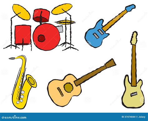 Cartoon Band Instruments stock vector. Illustration of music - 37474044