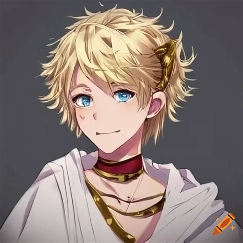 Blond-haired, blue-eyed 17-year-old guy in roman toga with tongue out ...