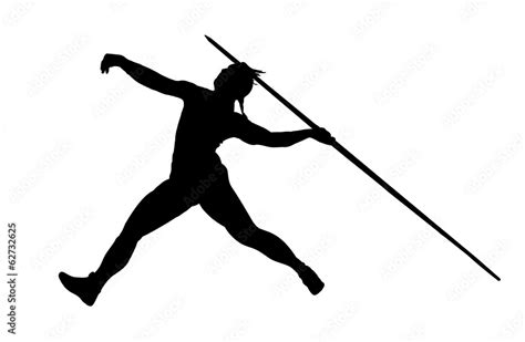 silhouette of javelin thrower Stock Photo | Adobe Stock