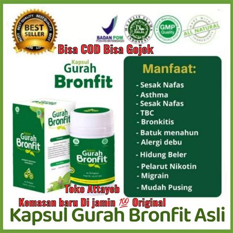 Gurah BRONFIT Original 50 Kapsul Obat Herbal Asma Sesak Nafas Batuk