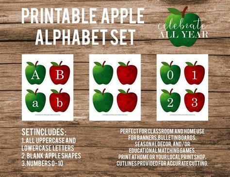 Printable Apple Alphabet Set - Etsy