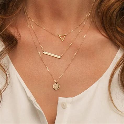 N614 2018 Summer Multilayer Necklaces Triangle Round Fashion Multi