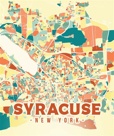 Syracuse US map Digital Art by Alexandru Chirila - Fine Art America