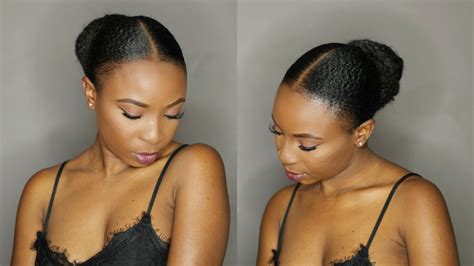 How To Elegant Sleek Low Bun On Short Natural Hair Youtube